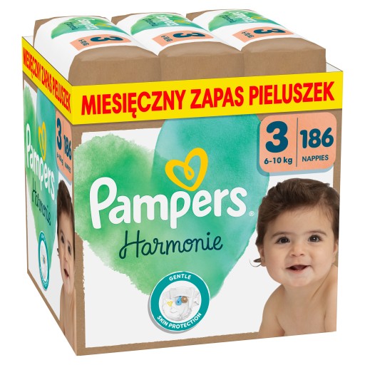 Pampers-Harmonie-Rozmiar-3-186-szt-Pieluszki-Miesieczny-zapas Pampers Harmonie Rozmiar 3 186 szt. Pieluszki Miesięczny zapas - obrazek 1