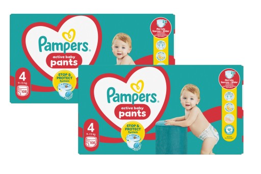 Pampers-Pants-Rozmiar-4-9-15kg-2x108-szt-Pieluchomajtki Pampers Pants Rozmiar 4 9-15kg 2x108 szt. Pieluchomajtki - obrazek 1