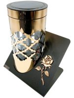 SOLARNY ZNICZ LED NAGROBNY ZŁOTY WYTRZYMAŁY WIECZNA LAMPKA PARIS 23CM - obrazek 3