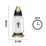 ZNICZ SZKLANY DUŻY NA GRÓB LAMPION KAPLICZKA 22 h 21 cm BIAŁY ZNICZ KRZYŻ - obrazek 2
