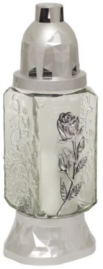 ZNICZE NA GRÓB SZKLANE PARAFINOWE RÓŻNE WZORY 25cm Z WKŁADEM 28h - obrazek 3