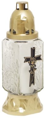 ZNICZE NA GRÓB SZKLANE PARAFINOWE RÓŻNE WZORY 25cm Z WKŁADEM 28h - obrazek 5