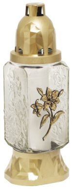 ZNICZE NA GRÓB SZKLANE PARAFINOWE RÓŻNE WZORY 25cm Z WKŁADEM 28h - obrazek 6