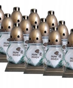 ZNICZE SZKLANE Z WKŁADEM 17 CM ZESTAW 12 SZTUK NA GRÓB