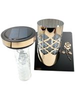 SOLARNY ZNICZ LED NAGROBNY ZŁOTY WYTRZYMAŁY WIECZNA LAMPKA PARIS 23CM - obrazek 8